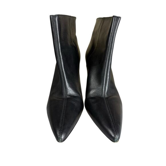 Reformation Camille Rowe Black Leather Pointed Toe Ankle Boots 8.5 Pull-On - Picture 3 of 9
